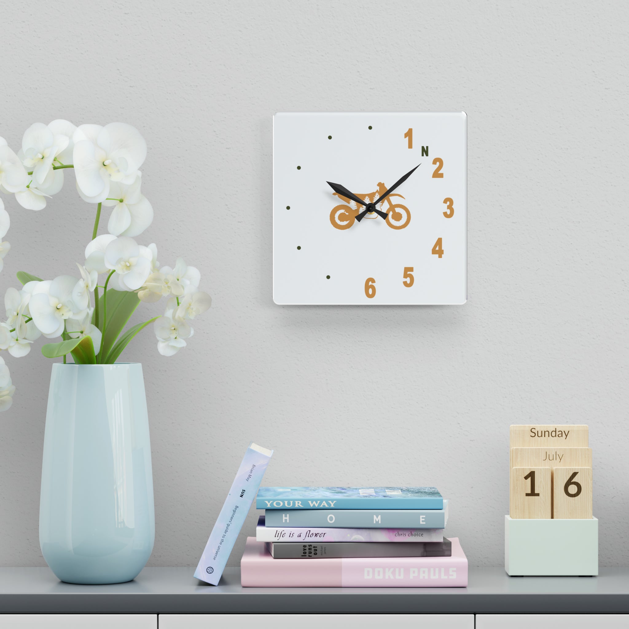 Six Speed Clock, TreeBike, White