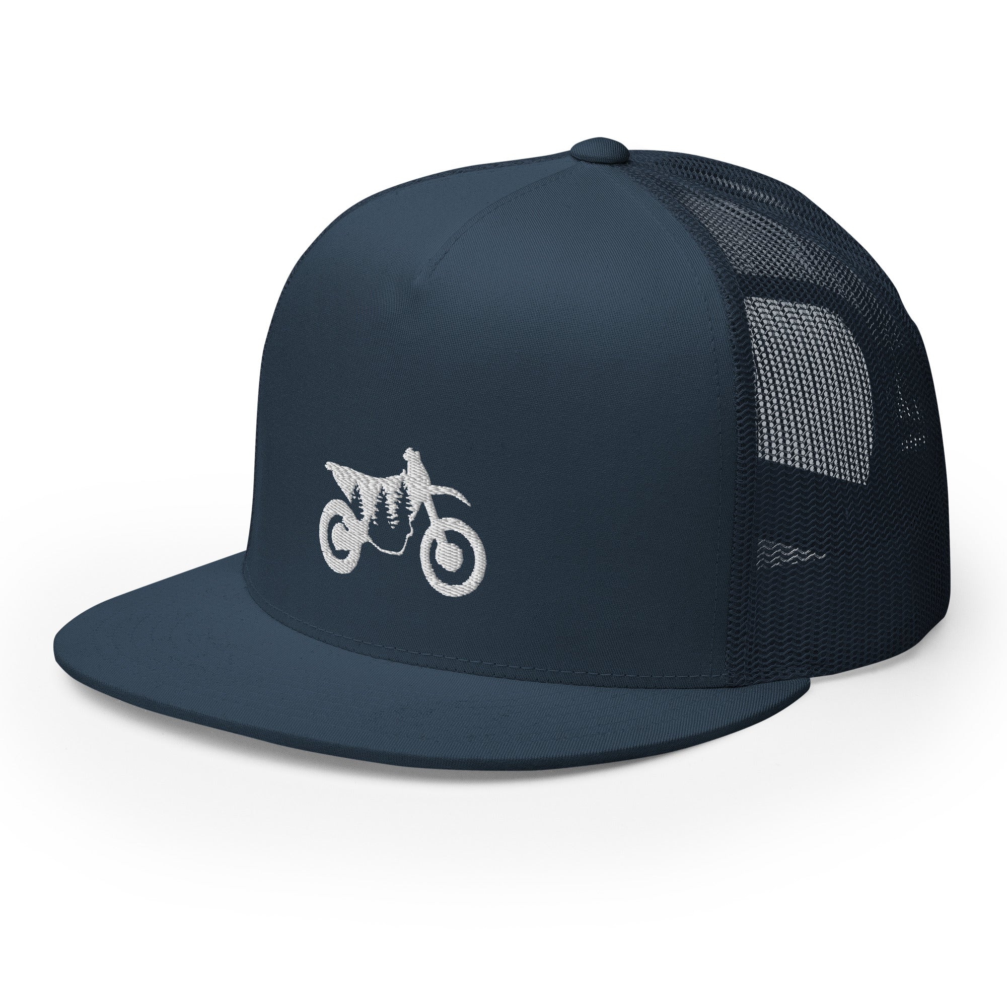 TreeBike Hat, Flat Bill, Mesh, White