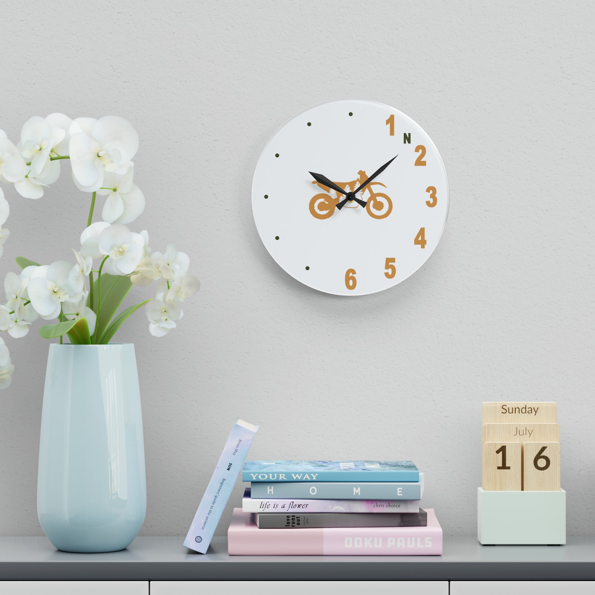 Six Speed Clock, TreeBike, White