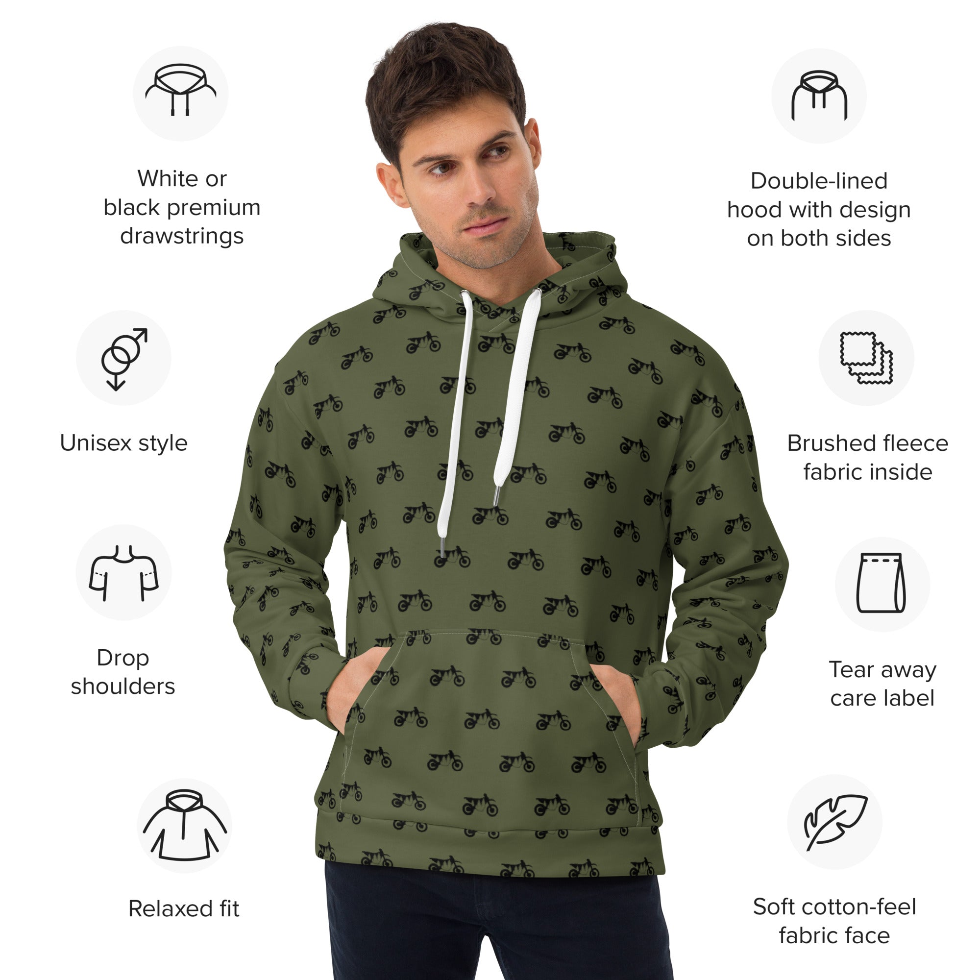 TreeBike AOP Hoodie, Moss