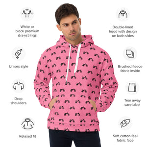 TreeBike AOP Hoodie, Pink