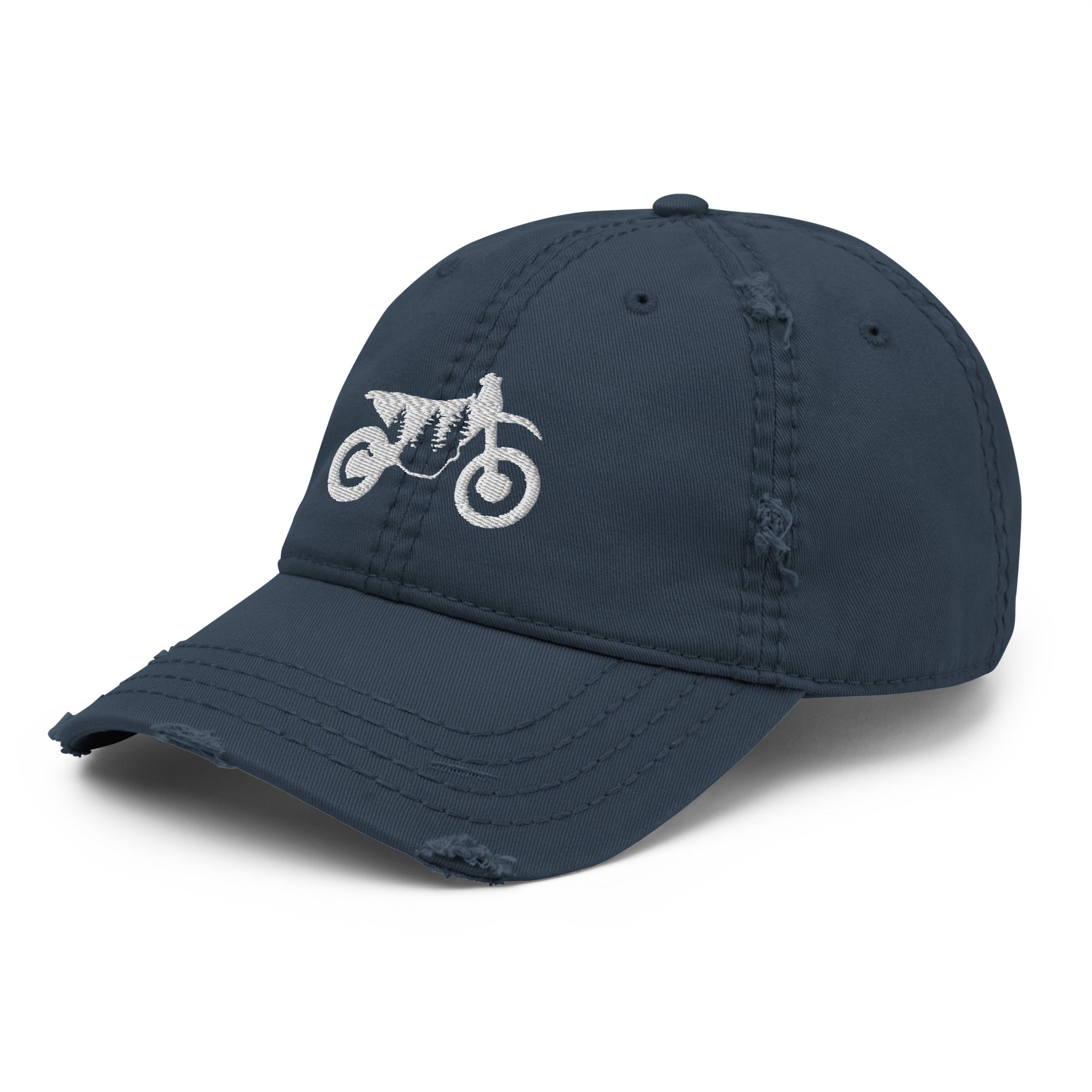 TreeBike Hat, Dad, Distressed, White