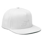 Load image into Gallery viewer, SnowBike Hat, Flat Bill, 5 Panel, White
