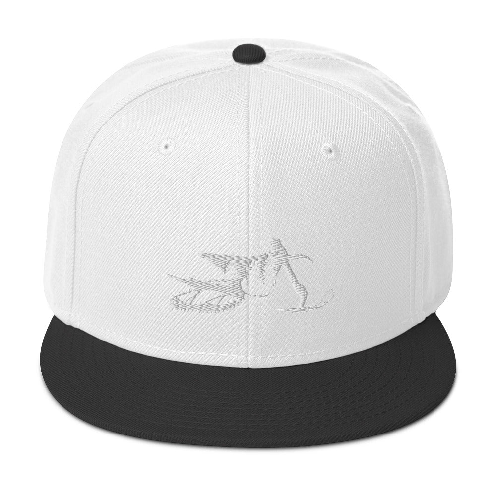 SnowBike Hat, Flat Bill, Classic, White