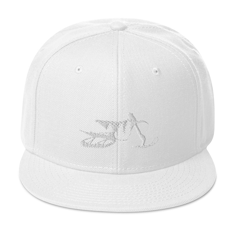 SnowBike Hat, Flat Bill, Classic, White